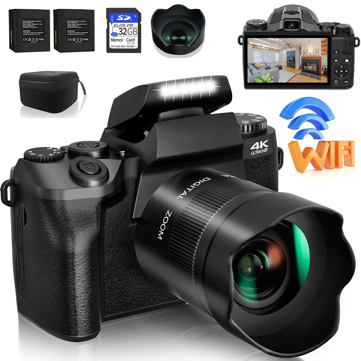 Photography Youtube - كاميرا رقمية 64 ميجابكسل SLR DSLR