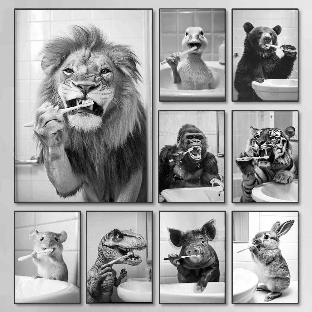 ملصق حمام مضحك باللونين الأسود - مراجعة Photography Black And White وسعره